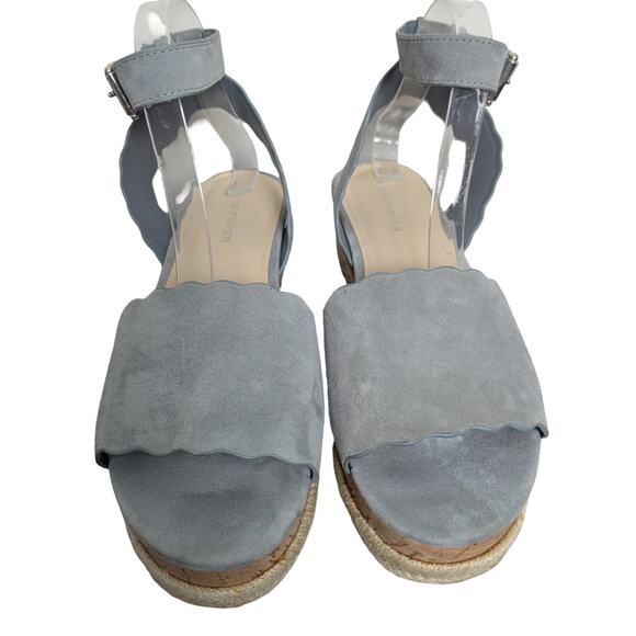 Marc Fisher Blue Suede Faitful Scalloped Wedge Espadrilles 8.5 - Picture 13 of 14